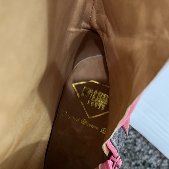 White Diamond Cowboy Heeled Boots Flower Pink Red Los Altos - Picture 9 of 11